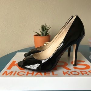 Michael Kors Black Patent Open toe heels